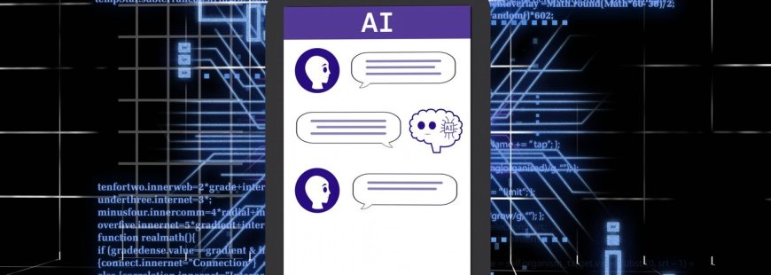 Using AI chatbot on tablet, digital interface with futuristic background